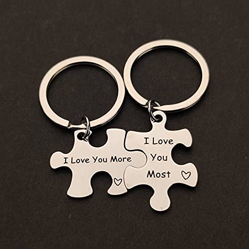 Miniatura 4 de Llavero de rompecabezas para pareja para esposo, esposa, I Love You More I Love You Most llavero para novio novia llavero a juego para parejas,