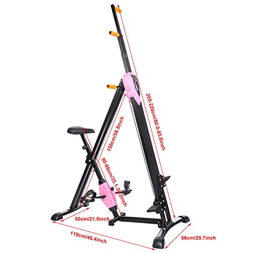 Home Stair Climber Machine, Folding Vertical Climber Cardio Exercise Machine Home Fitness Stepper Gym Exercise Bike for Total Body Workout Training (Pink) - Thumbnail 2