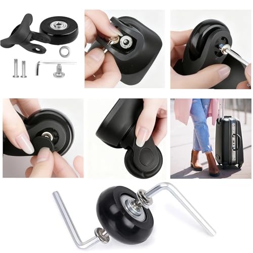 4 Stück Koffer Ersatzrollen, 45mm x 18mm Kofferrollen Ersatzrollen, Universalräder für Gepäck Ersatzräder, Gummi Koffer Rollen Ersatz, Gepäck Trolley Ersatzrad Reparatur Set für Kofferrollen