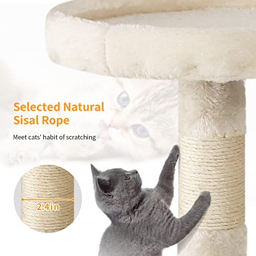 Image of BestPet | 36 inch Cat Tree Tower | Beige | Sturdy Multi-Level Cat Tree