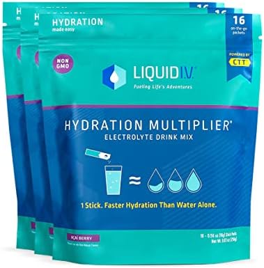 Liquid I.V. Hydration Multiplier - Acai Berry - Hydration Powder Packets | Electrolyte Drink Mix | Easy Open Single-Serving Stick | Non-GMO | 48 Sticks