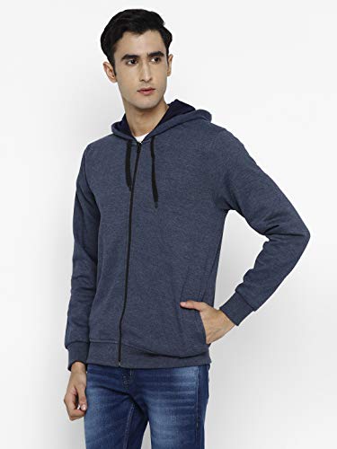 Image of Alan Jones Clothing Men's Solid Zipper Hooded Sweatshirt | Ribbed Hem, Lined Hood, Side Pockets, Durable Zip | Multiple Colors