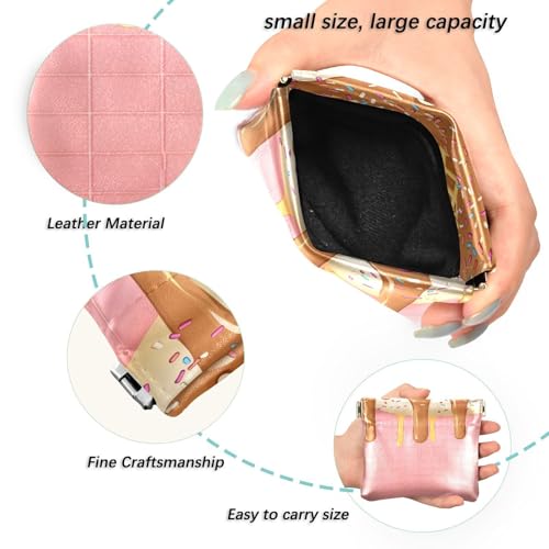 Coin Purse for Women Ice Cream Donuts Strawberry Waffles Print Coin Pouch Change Holder PU Leather Mini Wallet Portable Coin Bag Money Pocket2