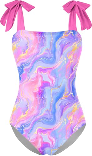 RAISEVERN Girls Swimsuit One Piece Bathing Suit Cute Summer Beach Swimwear for 6-12 Years
