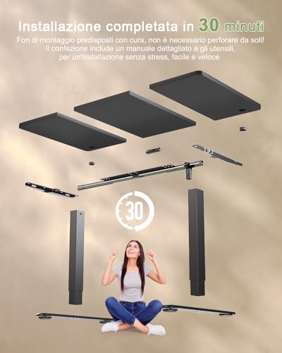 Jummico Scrivania Regolabile In Altezza, Scrivania Regolabile Elettrica Con Smart Panel Da Caricatore Usb, Scrivania In Piedi Con Funzioni Di Memoria, Standing Desk 140 X 60 Cm, Nero - 4