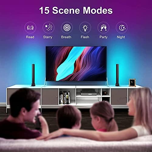 CURUK LED Ambient Light Bar, 2 Pack Smart RGB Gaming Lamp Lighting Accessories, Sync with Music, TV LED Backlight USB Immersive Mood Light 15 Scene Modes & 4 Music Modes Decor for Room Bedroom