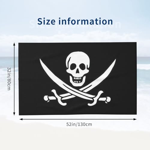 Serviette en microfibre horizontale à séchage rapide imprimé drapeau pirate - 4