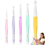 Large Crochet Hooks 5Pcs, 8mm-20mm Crochet Hook Set for Arthritic Hands Chunky Knitting Needles for Thick Yarn Blankets Rugs Shawls Arm Crochet Fast DIY Projects Suitable for Beginners or Seniors
