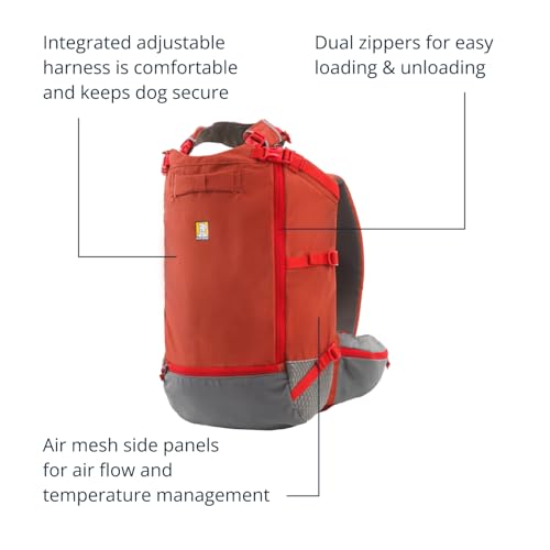 Image of Ruffwear, Hitch Hiker Dog Backpack Carrier, Hands-Free Dog Carrier Backpack with Breathable Mesh, EVA Foam Padding, Durable Polyester, Lightweight Design for Small Dogs, Red Clay, XX-Small