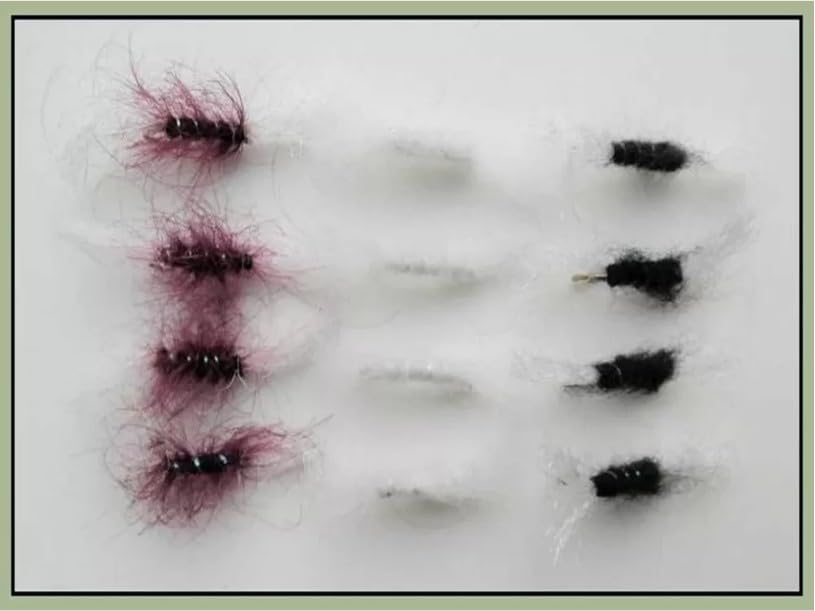 12 Pack Shipman Buzzer -Claret, White & Black, Choice of Sizes, Fly Fishing (12, 12)