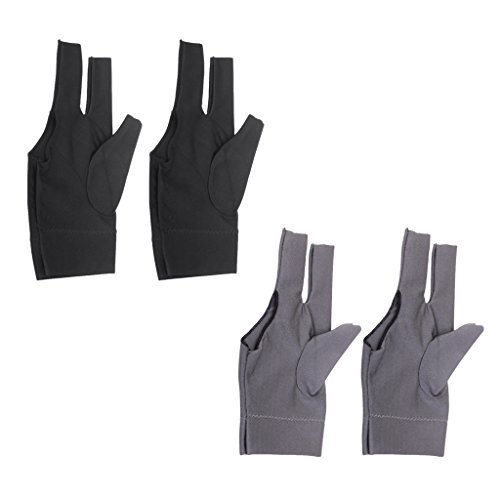 sharprepublic Guante de Billar Profesional de 4 Piezas, Mano Izquierda, Tres Dedos, Negro Y Gris