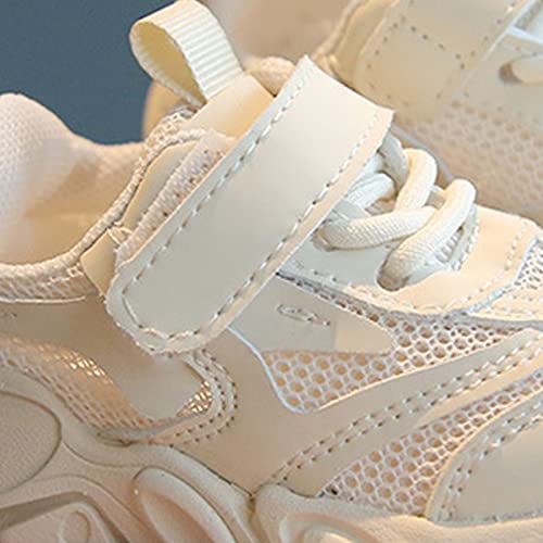 Kids Outside Shoes Spring and Summer New Solid Color Double Mesh Breathable Non Slip Children's Casual Sports Shoes (White, 8 Toddler)3