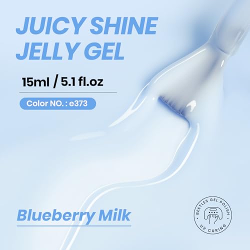 Image of Beetles Blue Jelly Gel Nail Polish - 15ml Blueberry Milk Nails Sheer Neutral Translucent Hazy Blue Gel Polish Soak Off UV Summer Nail Art Manicure Salon Home DIY Gift for Manicure Women