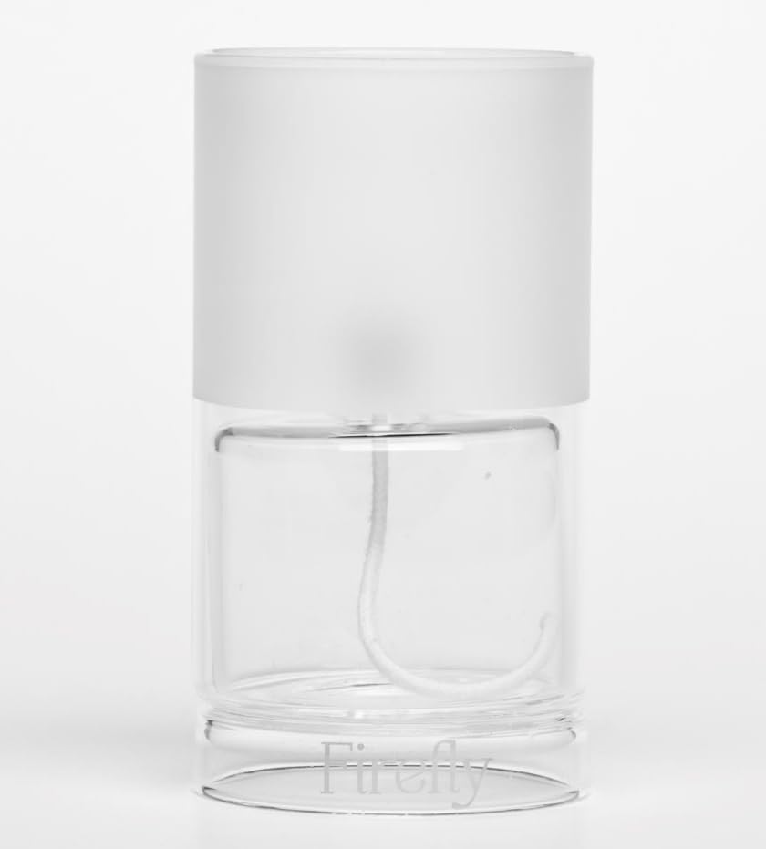 Firefly Fuels Refillable Glass Candle - Ethereal Reusable Oil Candle - 4.5” Hurricane Lantern for Restaurant Ambience, Indoor Lighting and Outdoor Events. Use with Liquid Paraffin or Lamp Oil