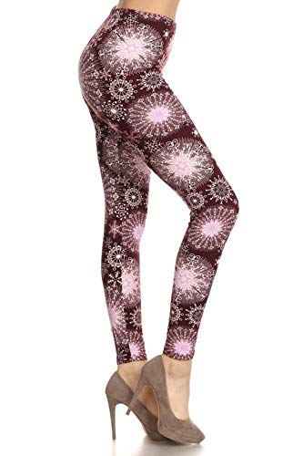 Leggings Depot Women's 1” Waistband High Waisted, Sparks and Snowflakes, R700-Plus Size