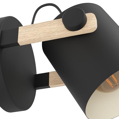 Eglo Applique Hornwood Con Dettaglio Legno, Nero - 4