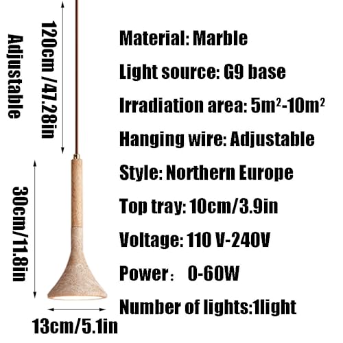 Suspension en marbre véritable et luminaire de plafond chic G9 - 7