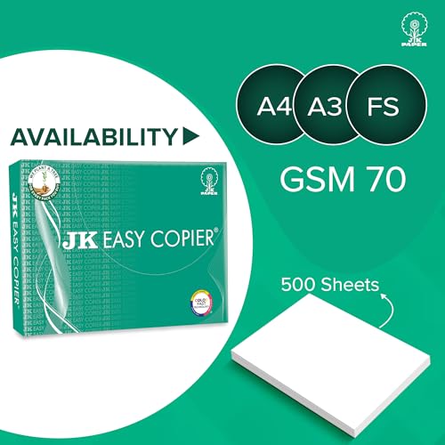 JK Easy Copier Paper | A4 Size | 70 GSM | 500 Sheets | White Paper, 1 Ream | For Laserjet & Inkjet Printer | Fast Drying | Both Side Print | Eco Friendly | ColorLok (Pack of 1) | One Ream (Image - 3)