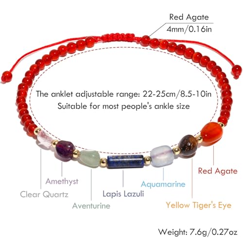 Pulseras de tobillo para meditación con cristales espirituales 5