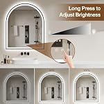 Arched LED Mirror for Bathroom 30"x36", Black Bathroom Mirror with Lights-Anti-Fog, Dimmable-LED Bathroom Mirror, 3 Colors - Image 4