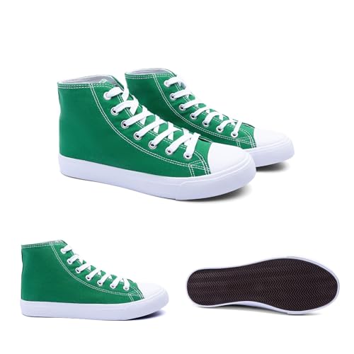 Image of Women's High-Top Canvas Sneakers - Classic Lace-Up Casual Shoes with Extra Shoelaces - Comfortable, Stylish, and Durable