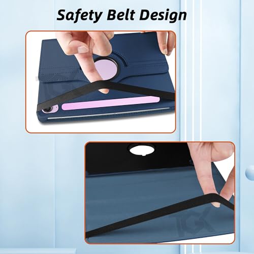 Image of TGK Rotating Cover for Samsung Galaxy Tab S9 FE 10.9 inch Tablet /Tab S10 FE 10.9-Inch 360 Degree Rotating Leather Flip Case (Dark Blue)