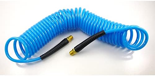 DP Dynamic Power 25 Feet Polyurethane Recoil Air Hose With 1/4" MNPT Swivel Ends And Bend Restrictor Fittings (120 PSI)