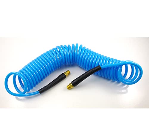 Dp Dynamic Power 25 Feet Polyurethane Recoil Air Hose With 1/4" Mnpt Swivel Ends And Bend Restrictor Fittings (120 Psi) #TOP3