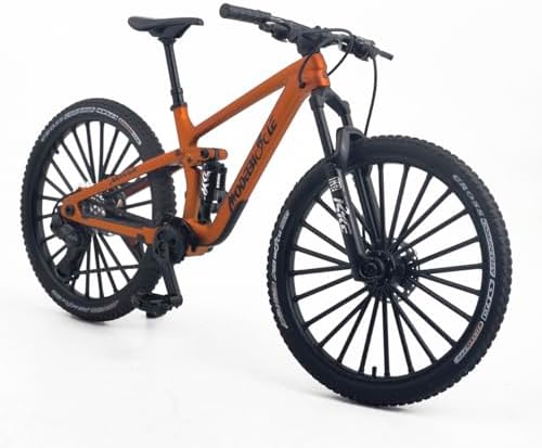 Kuasting Die-Cast Mountain Bike Toy Downhill Bicycle Model 1:8 Scale Mini DS Cake Topper DH Desktop Decoration Crafts for Cycling Lovers Bike Racers Athletes Children Boys and Girls (Orange)