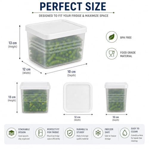 Image of Krevo Fridge Storage Containers 3600ml Pack of 18 | Airtight BPA Free White