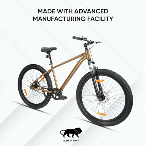 Image of ROADGIANT Squad 24T| MTB | Steel Bicycle | Dual Disc Brakes | Single Speed | Front Suspension | Unisex| for All-Terrain Bike for Ages 13+ Years (Brown)