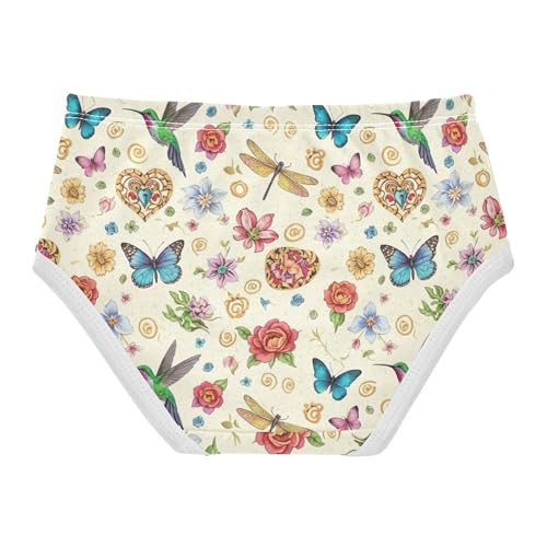Girls Underwear Toddler 2t Cotton Girl Panties Cute Artistic Briefs Girls Undies Vintage Flowers Birds Butterflies2