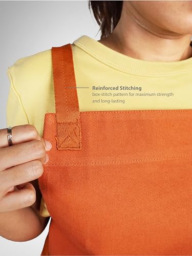 Image of Kitchen Apron - 100% Cotton, Adjustable Neck strap, Large Pocket - Unisex Apron for Men & Women - Cooking, Baking, BBQ, Gardening - Solid Colours, Striped and Checkered Patterns