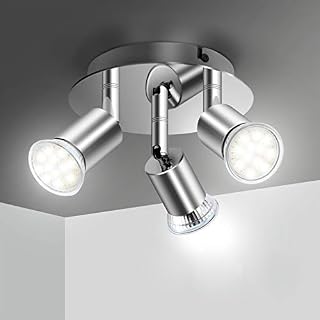 Ceiling Lights,3 Way Spot Lights 3 X GU10 LED Ceiling Lights Angle Adjustable Pendant Lighting Ceiling Rotatable Ceiling Lights for Living Room,Bedrooms,Hallway(Without Light Source)
