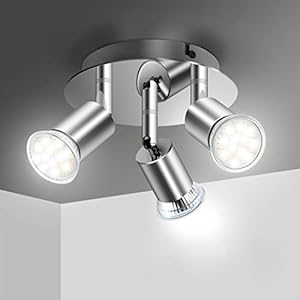 Plafonnier LED 3 Spot Orientable Luminaire Plafonnier 3xGU10 Éclairage de Plafond Angle Réglable Spot LED 220V Luminaire Intérieur pour Chambre Cuisine Salon Couloir (Sans Ampoules)