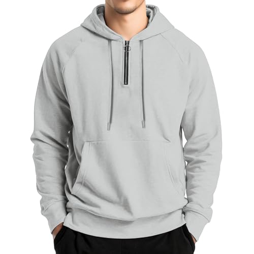 Lightweight Hoodie Men Plain Quarter Zip Fleece Thermal Hoodies Drawstring Hooded Sweatshirts Fall Winter Sweater2