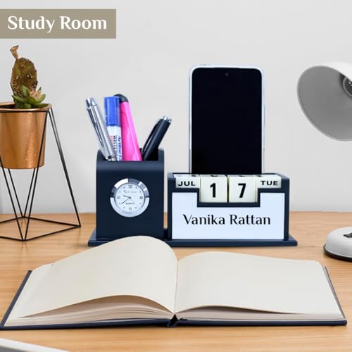 Image of Giftana Personalized Coffee Tumbler 510ml, Desk Organizer Gift Set for Men and Women, 2 in 1 Personalized Gifting Items, New Year Corporate Gift for Employee, Customized Employee Welcome Kit (Black)