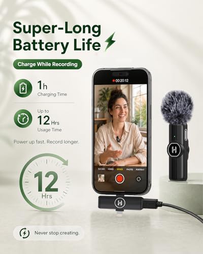 Image of Wireless Lavalier Microphone, Mini Clip-On Mic with Noise Reduction