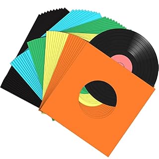Eaasty 100 Pieces Paper Vinyl 45 RPM Record Sleeves 7 Inch Record Protection Paper Covers for Singles Square Sleeves Outer Album Covers Vinyl Jacket Covers with Holes for Storage(Colorful) - Les Beatles, Paul McCartney, John Lennon, RIngo Starr, George Harrison