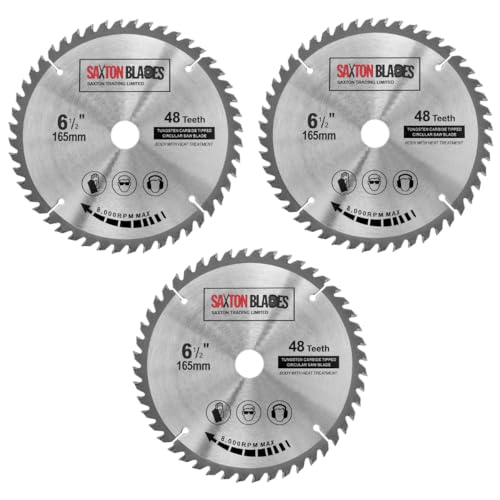 Saxton TCT Circular Wood Saw Blades 165mm x 48T x 20mm Bore - (Pack of 3)