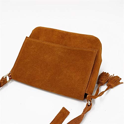 DieffematicDJB Bauchtasche Damen Damen Leder lässig Schultertasche Damen niedlich Casual Wildleder Tassel Fringe Music Festival Messenger Bag