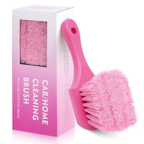 NYEXKLE Pink Tire Brush for Women 8.2 Soft Flagged-Tip Tire Cleaning Brush Gentle on Wheels & Rims Cars Trucks & Motorcycles