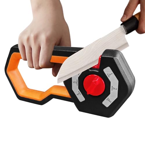 Messerschärfer, 6-in-1 Premium Messerschleifer mit Scherenschleifer, 6 Stufen Verstellbar Knife Sharpener, Ergonomisches Manuelle Messerschärfer für Schärfen & Polieren Küchenmesser, Scheren