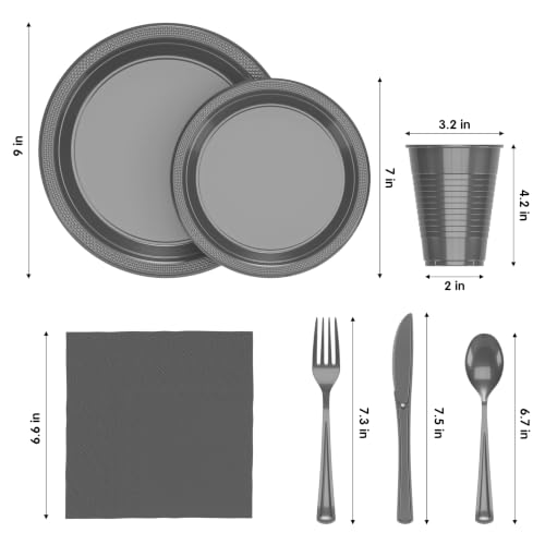 Image of Exquisite 350 Pcs Silver Plates and Napkins Party Supplies Plate Sets