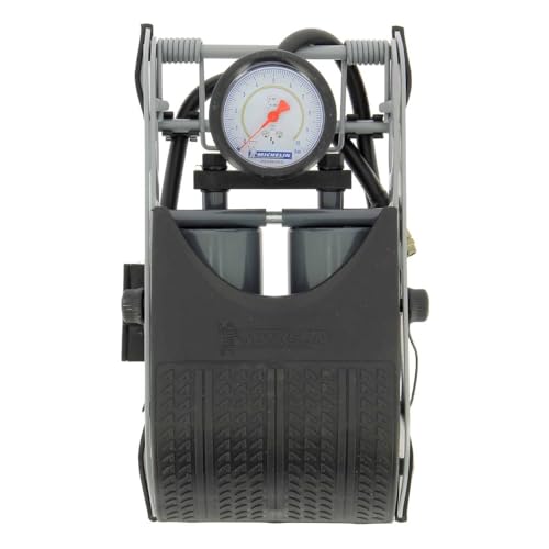 Michelin 009502 Bomba de Pie Doble Pistón, Manómetro Homologado