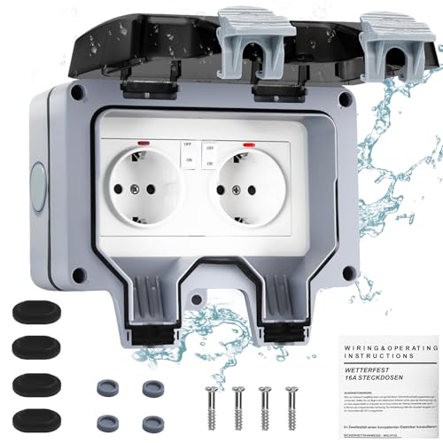 Lunriwis Presa Esterna Impermeabile IP66, 2 Pezzi