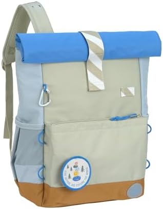 LÄSSIG Kinderrucksack mit Brustgurt, wasserabweisend, 12-15 Liter/Medium Rolltop Backpack Sunny Explorer Green/Blue