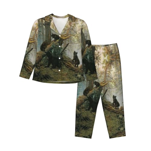 Pyjama ours noirs EdWal contre le froid nocturne avec manches et bas longs