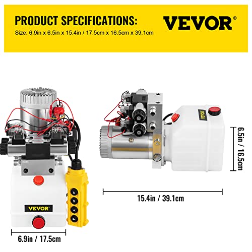 Image of VEVOR Hydraulic Pump Double Acting 4 Way Hydraulic Power Unit Double Solenoid Hydraulic Power Pack 12V DC Hydraulic Power Pump with 4.5Liter Reservoir for Dump Trailer Car Lifting