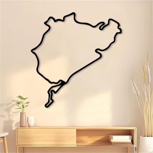Cfghtnemy Nürburgring Nordschleife Metal Track Wall Art - Black & Beige Racing Circuit Map, Heavy-Duty Iron Garage & Man Cave Decor - Perfect Christmas Decor for Motorsport Enthusiasts(50cm/20inch)